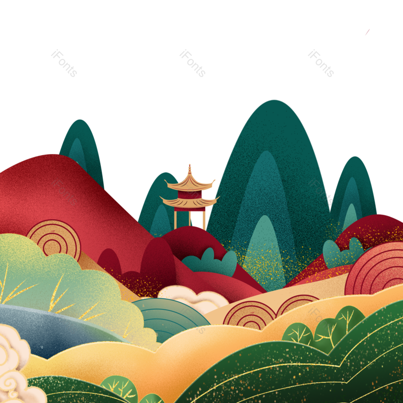 植物素材图片,绿色植物元素,山脉PNG,免抠素材